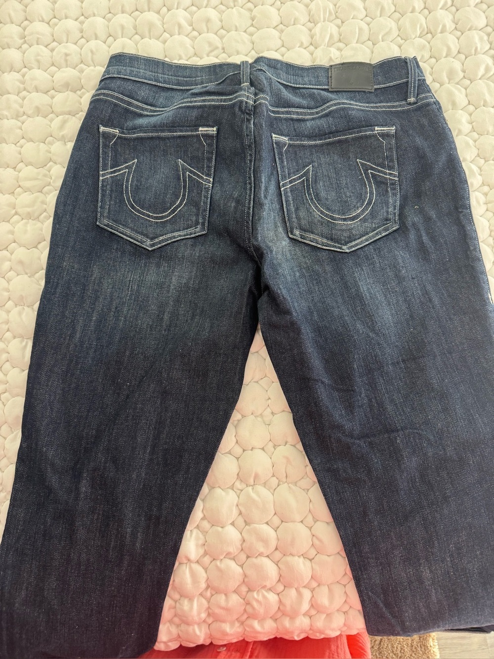 True Religion Men's Dark Indigo Denim Jeans with Contrast Stitching